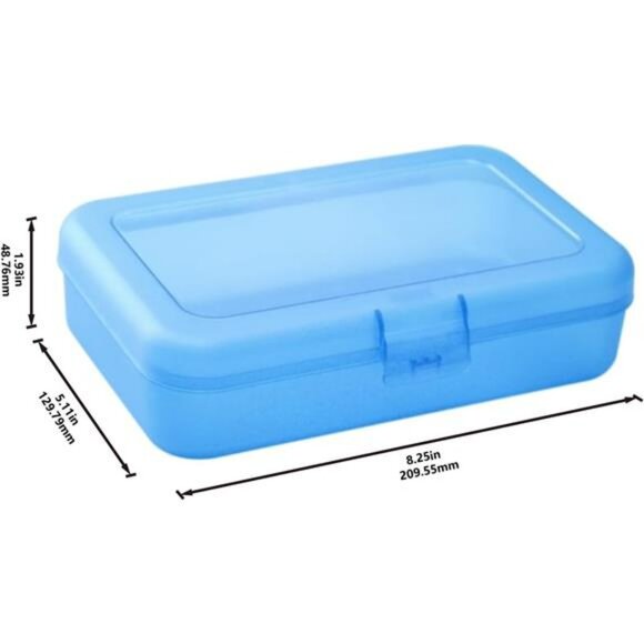 Set of 4 Plastic Pencil Boxes Large School Supply Case Student Office Organizer - Picture 3 of 8